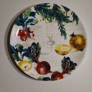 Cobble Creek Serving Plate Charger Platter Garden Bounty Beet Radish Onion 10"